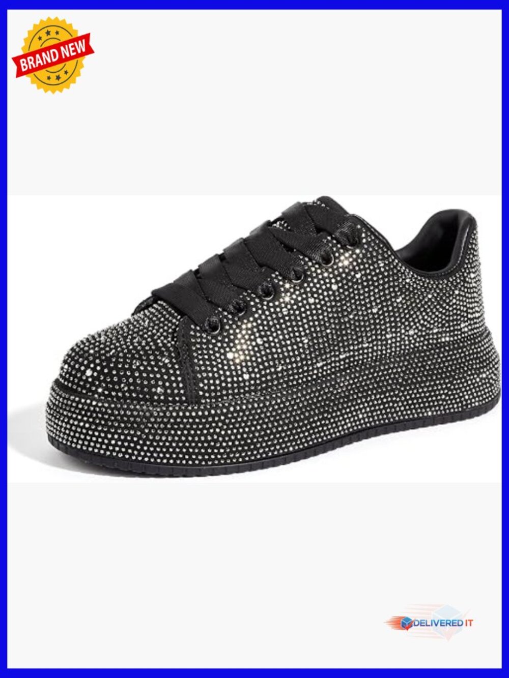 Platform Rhinestone Sneakers Glitter Bling Bedazzled Wedding Party Walking Shoes